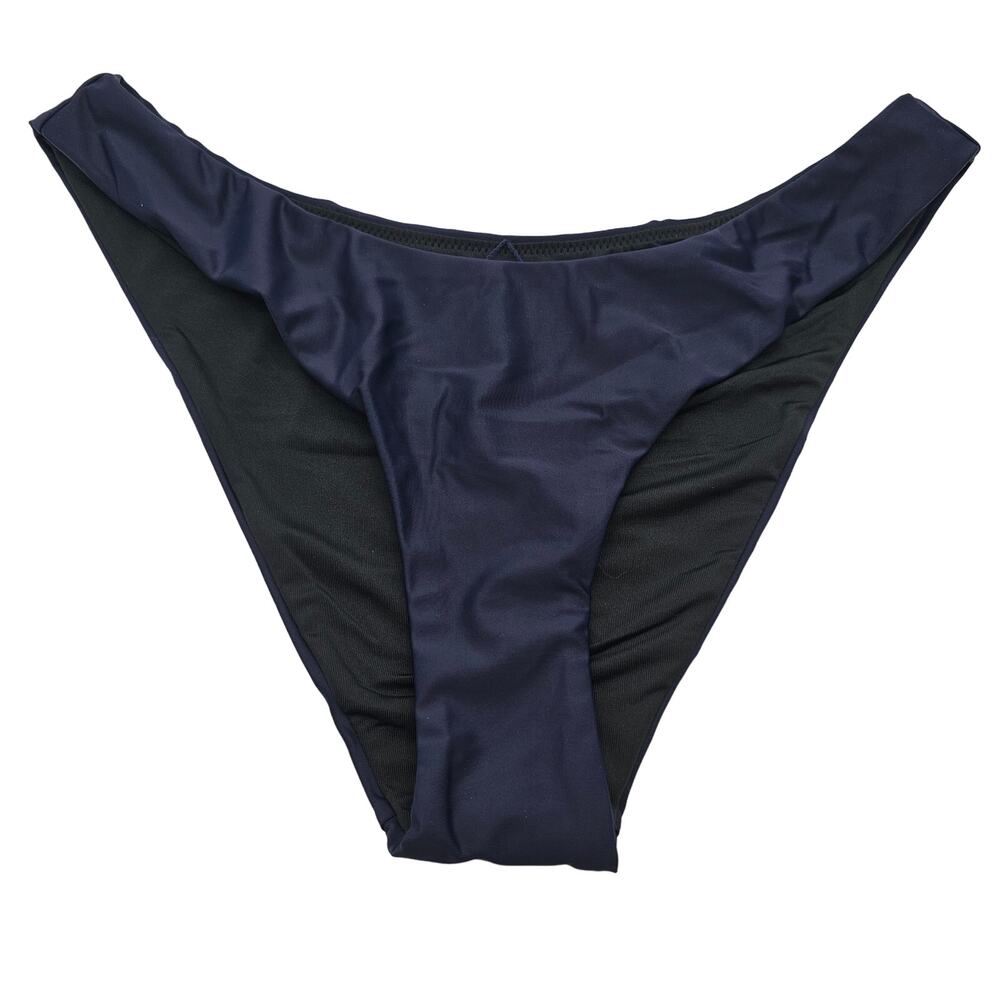 J, Crew Woman size M Curved Waist Cheeky Bikini Bottom in Navy Blue Cheeky NEW